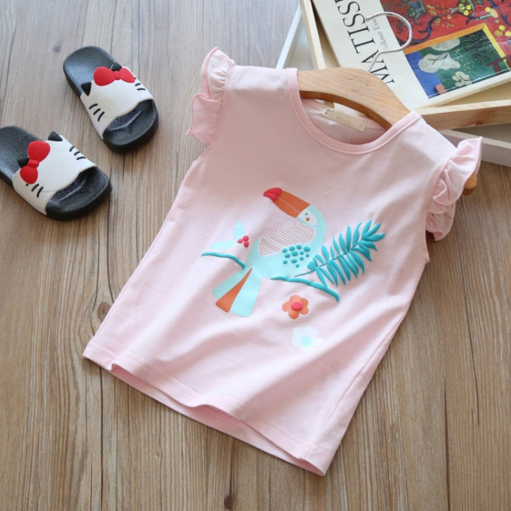 Toddler Girls Sleeveless Ruffle Pink Tank Top